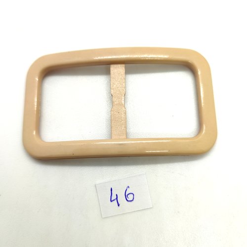 1 boucle de ceinture coulissante en résine beige - 37x65mm