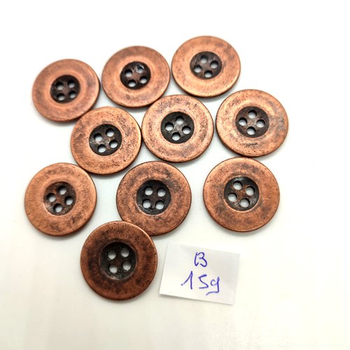10 boutons en métal cuivre - 20mm - 159b