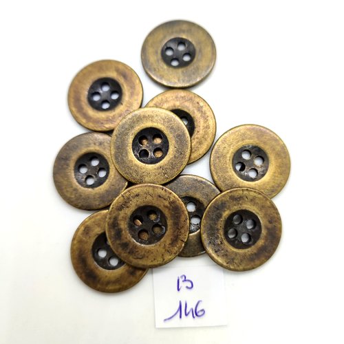 10 boutons en métal bronze - 20mm - 146b