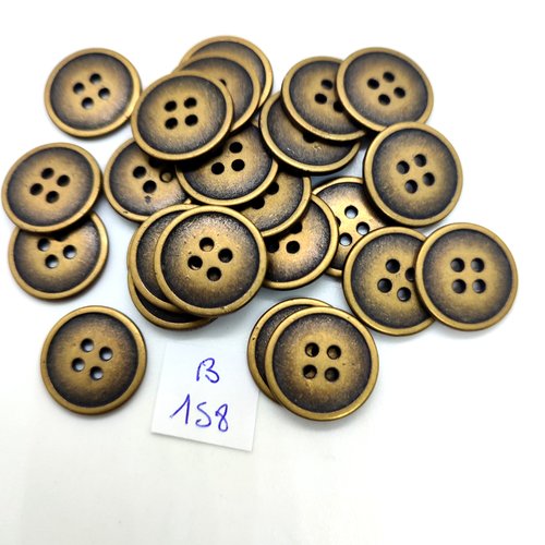 24 boutons en métal bronze - 18mm - 158b