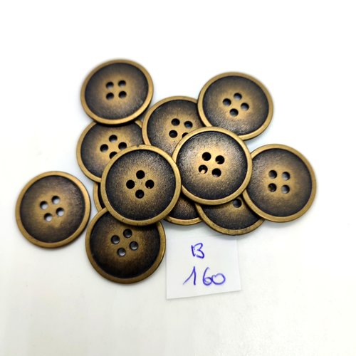 12 boutons en métal bronze - 20mm - 160b