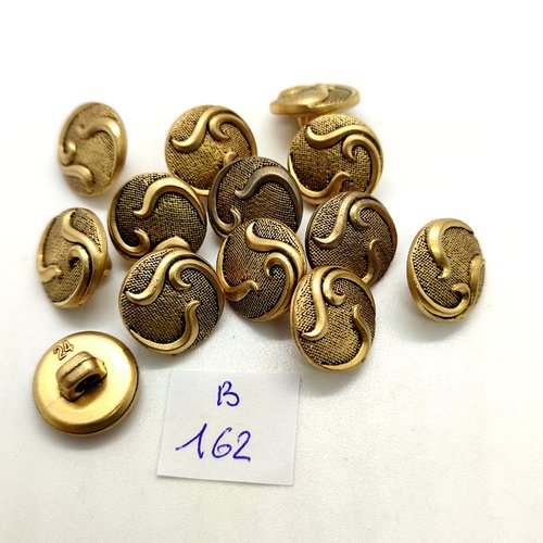 13 boutons en résine doré - 15mm - 162b