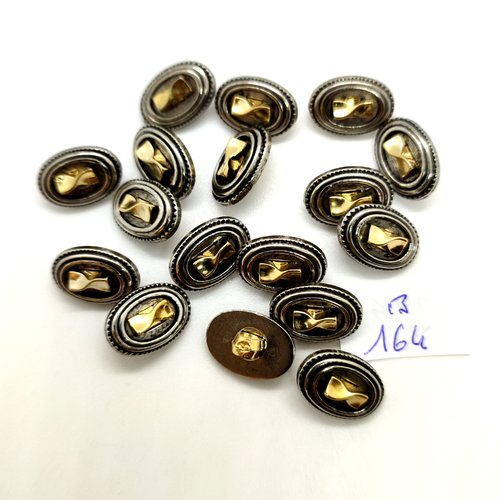 17 boutons en résine doré et argenté - 11x15mm - 164b