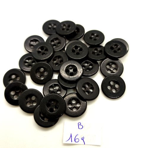 28 boutons en résine noir - 14mm - 169b