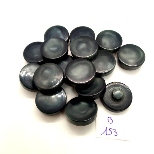16 boutons en résine gris foncé - 18mm - 153b