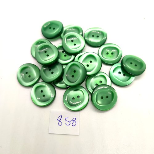 20 boutons en résine vert - 18mm - 858