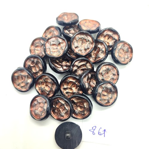 24 boutons en résine noir et marron - 18mm - 861