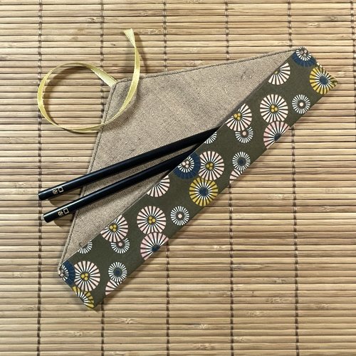 Etui à baguettes soleil levant kaki