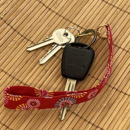 Porte-clés lanière soleil levant rouge