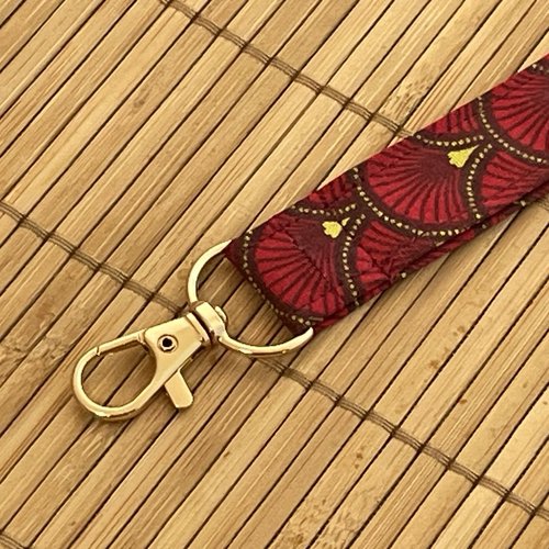 Porte-clés lanière éventails rouges