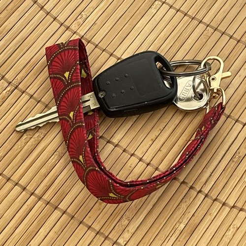Porte-clés lanière éventails rouges