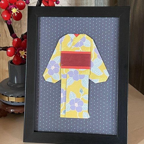 Cadre déco origami kimono grosses fleurs