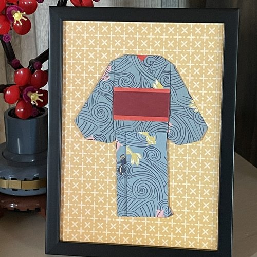 Cadre déco origami kimono carpes koi