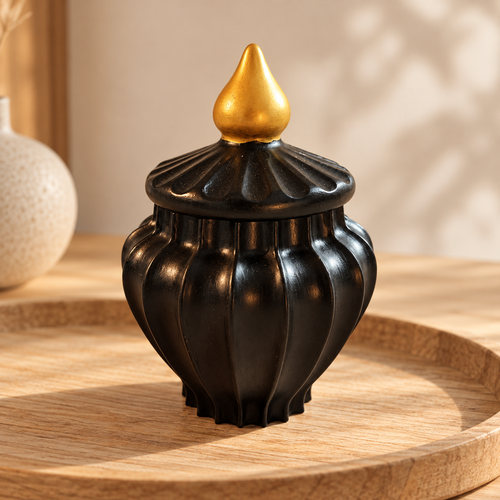Boîte décorative noire et or – élégance intemporelle – création artisanale