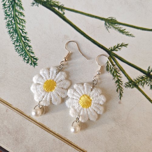 Boucles d'oreilles dentelle fleur
