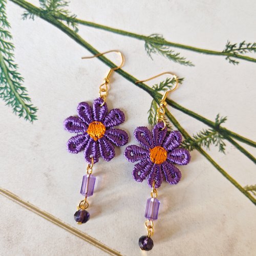 Boucles d'oreilles dentelle fleur