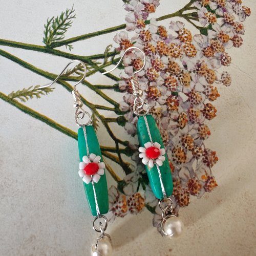 Boucles d'oreilles fleur turquoise