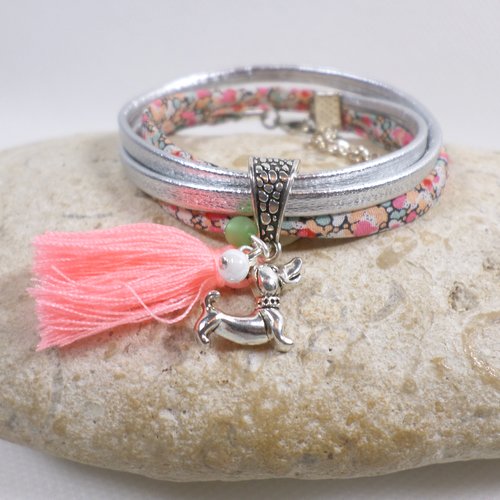 Bracelet enfant fille pendentif petit chien bijou original