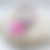Bracelet en cuir blanc et cordon liberty mauve, breloque petit chien, pompon - bijou fait main ajustable