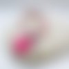 Bracelet coccinelle liberty rose cuir blanc et pompon fuchsia