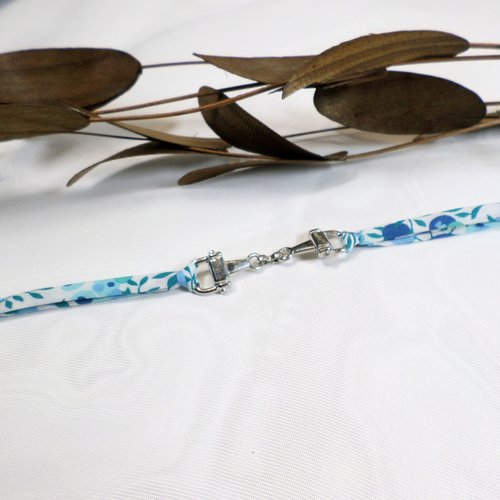 Bracelet mors cheval et liberty bleu ciel, bijou fait main idée cadeau