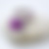 Bracelet chat fille en liberty fleuri violet et cuir argenté, bijou idée cadeau enfant