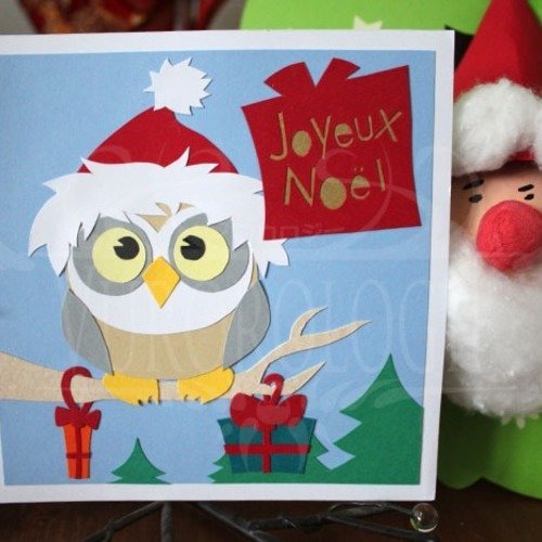 Carte Carree Chouette De Noel Un Grand Marche