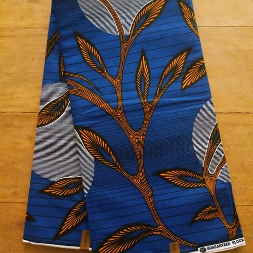 Tissu wax (par unités de 50 cm) - imprimé grotto fond bleu - 100% coton - tissu africain