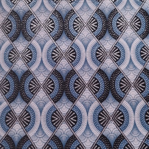 Tissu wax pailleté (par unités de 50 cm) - losanges gris pailletés argent - 100% coton - tissu africain - pagne