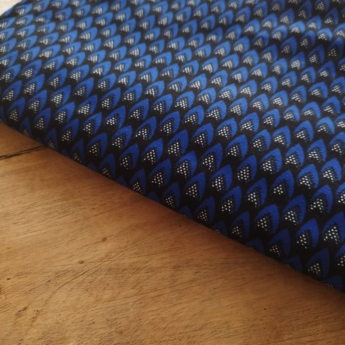 Tissu wax (par unités de 50 cm) - écailles bleu nuit - 100% coton - tissu africain