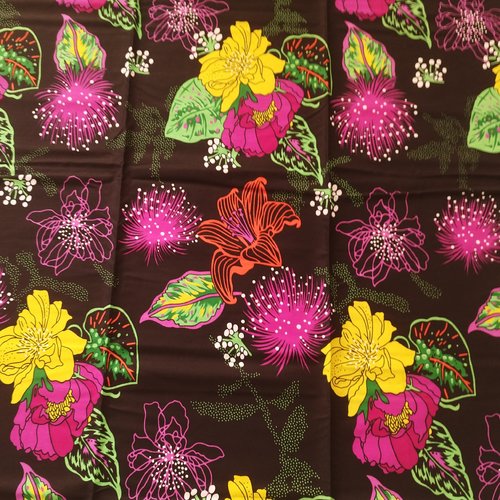 Tissu wax (par unités de 50 cm) - fleurs multicolores - 100% coton - tissu africain