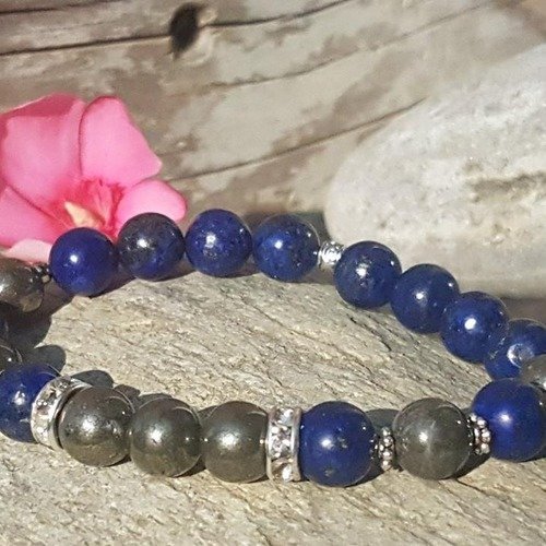 Bracelet en pierres naturelles lapis lazuli et pyrite