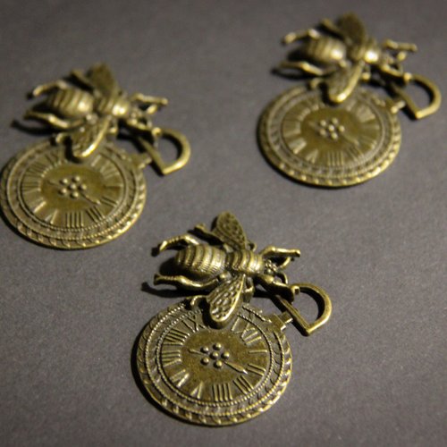 Lot de 3 pendentifs bronze steampunk