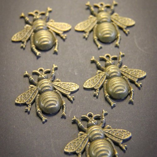 Lot de 10 breloques bronze abeilles
