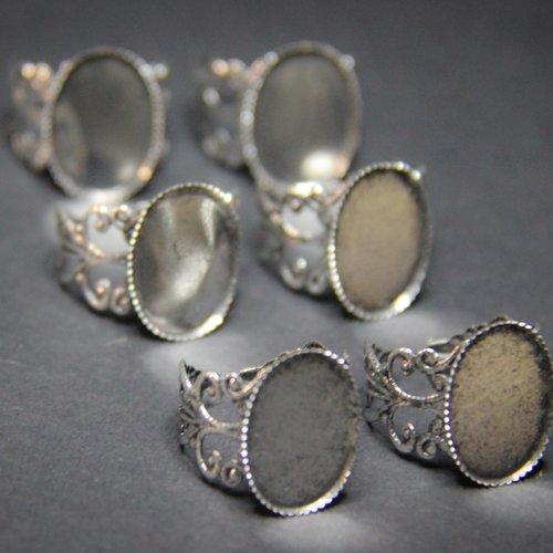 Lot de 6 bagues argentées 13x18