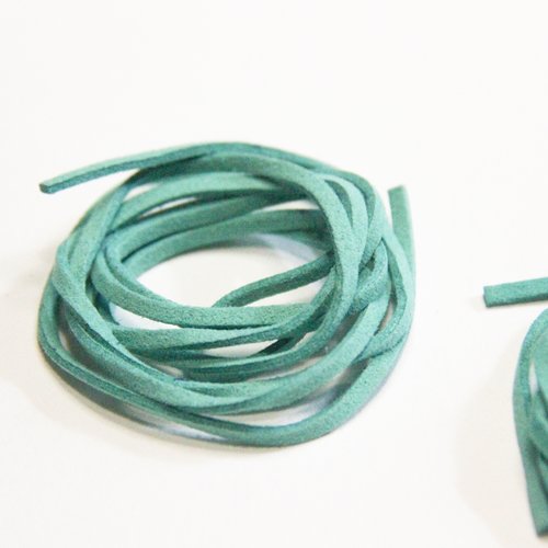 12 cordons suédine turquoise par morceau d'un mètre