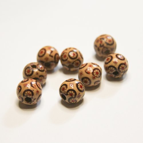 Lot de 8 perles bois