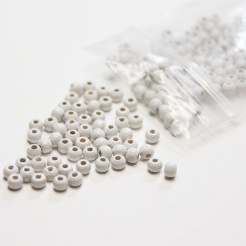 Lot de 5 gr de perles en bois blanches