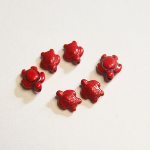 6 perles rouges tortues