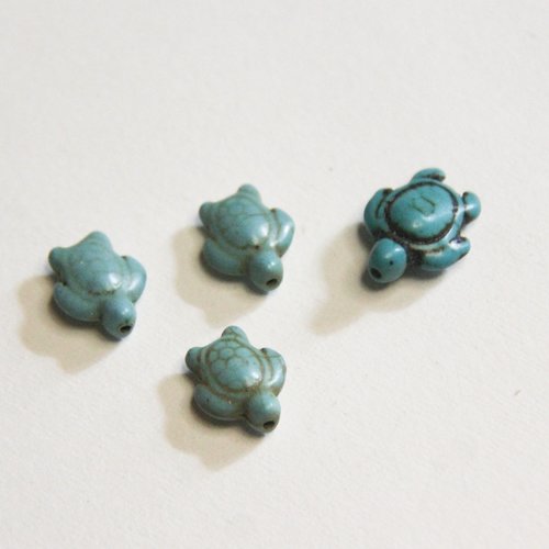 4 perles bleues tortues