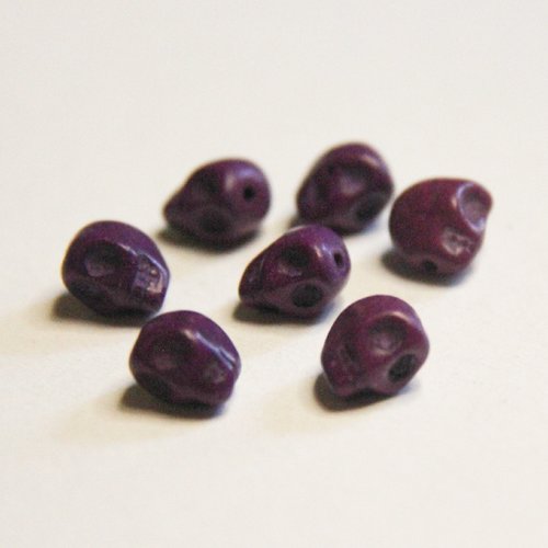 7 perles crânes violettes
