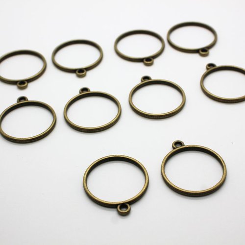 Lot de 10 breloques ronds bronze