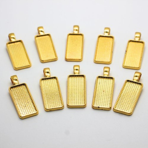 Lot de 10 pendentifs rectangles dorés
