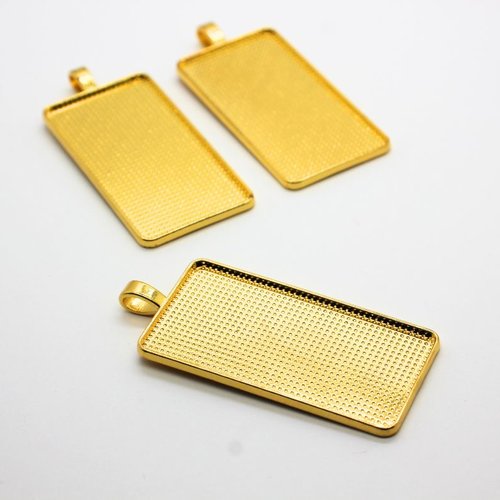 Lot de 3 pendentifs rectangles dorés