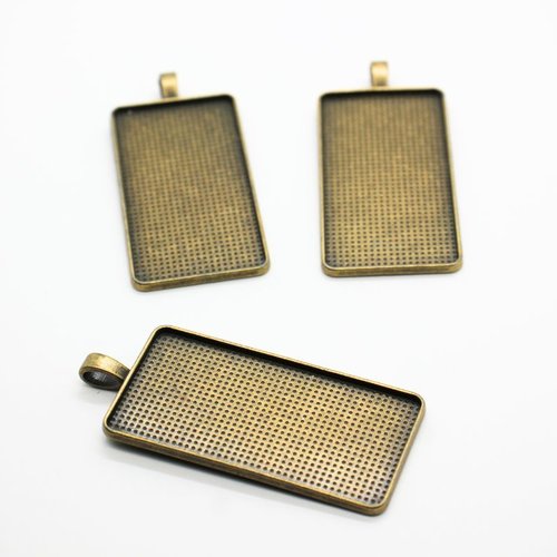 Lot de 3 pendentifs rectangles bronze