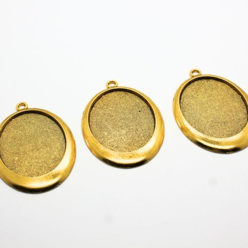 Lot de 6 pendentifs ovales dorés