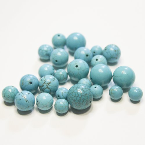 Lot de 25 perles turquoises différentes tailles