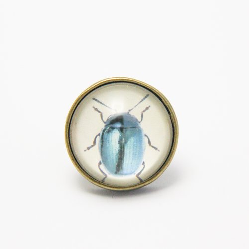 Bague bronze scarabée bleu