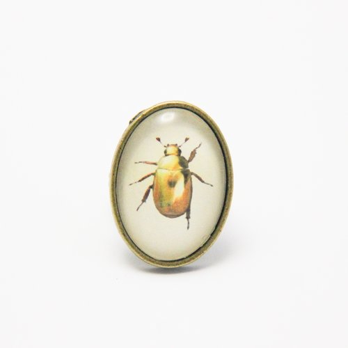 Bague bronze scarabée doré