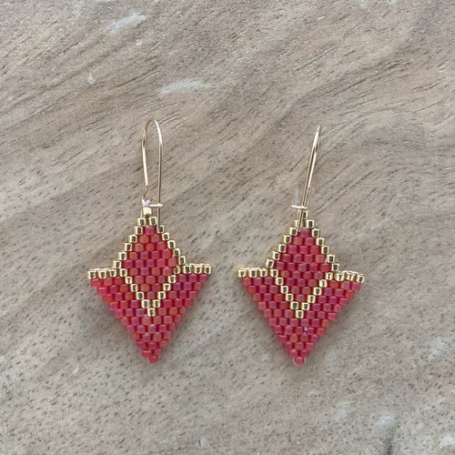 Boucles d'oreilles triangles rose-doré